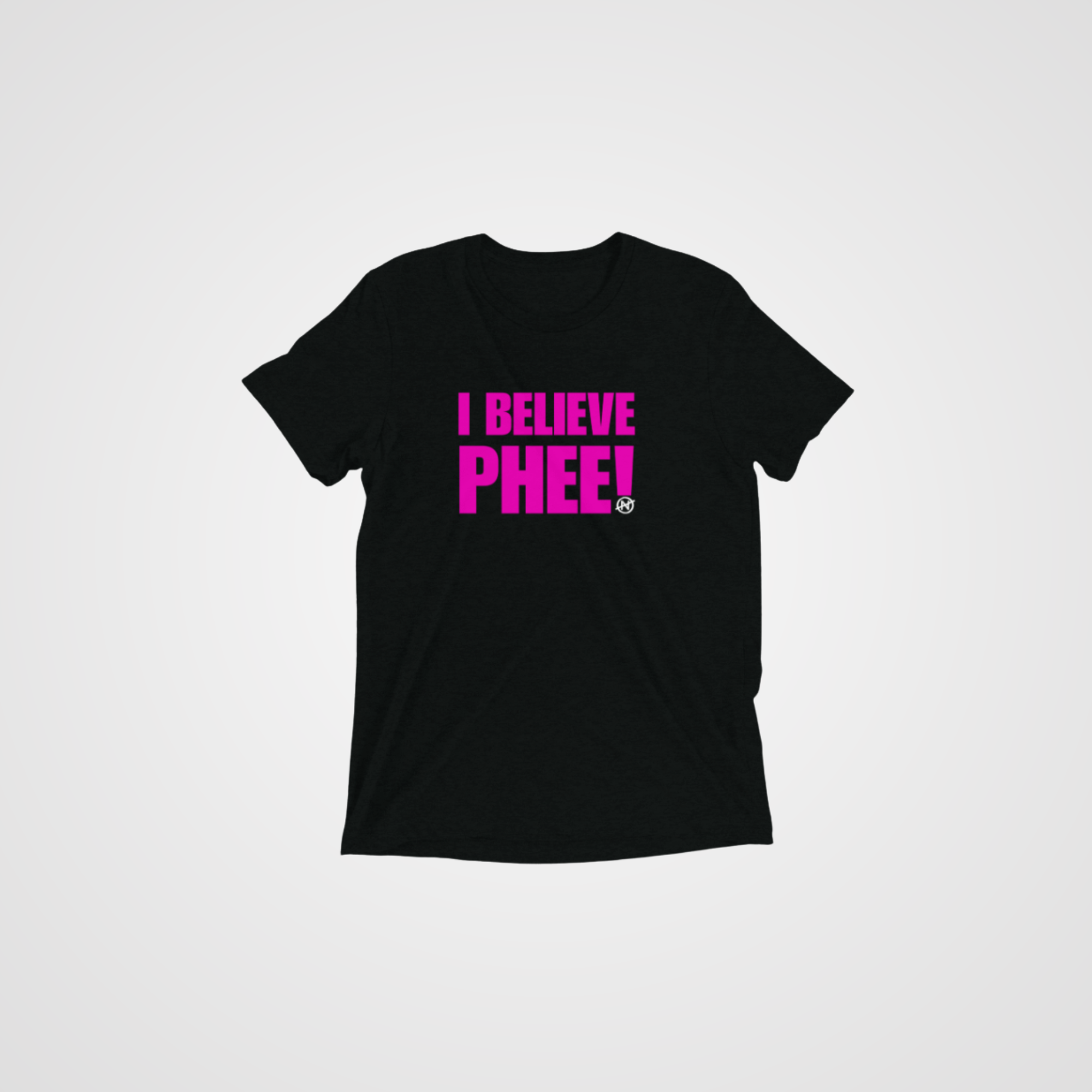 A black with pink font unisex T-shirt featuring the bold statement text “I BELIEVE PHEE!” centered on the front. The shirt represents solidarity with WNBA player Napheesa Collier and women athletes speaking truth to power. Designed by No Assumptions Apparel, it stands for gender equity, justice, and accountability in women’s sports. The minimalist design makes a strong visual statement about believing women, amplifying voices, and calling for fairness and reform within the WNBA and beyond.