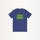 A heather blue unisex tee with lynx green text featuring the bold statement text “I BELIEVE PHEE!” centered on the front. The shirt represents solidarity with WNBA player Napheesa Collier and women athletes speaking truth to power. Designed by No Assumptions Apparel, it stands for gender equity, justice, and accountability in women’s sports. The minimalist design makes a strong visual statement about believing women, amplifying voices, and calling for fairness and reform within the WNBA and beyond.