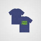 A front back heather blue unisex tee with lynx green text featuring the bold statement  “I BELIEVE PHEE!” centered on the front. The shirt represents solidarity with WNBA player Napheesa Collier and women athletes speaking truth to power. Designed by No Assumptions Apparel, it stands for gender equity, justice, and accountability in women’s sports. The minimalist design makes a strong visual statement about believing women, amplifying voices, and calling for fairness and reform within the WNBA and beyond.