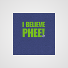 A heather blue detail image of front green text statement “I BELIEVE PHEE!” centered on the front. The shirt represents solidarity with WNBA player Napheesa Collier and women athletes speaking truth to power. Designed by No Assumptions Apparel, it stands for gender equity, justice, and accountability in women’s sports. The minimalist design makes a strong visual statement about believing women, amplifying voices, and calling for fairness and reform within the WNBA and beyond.