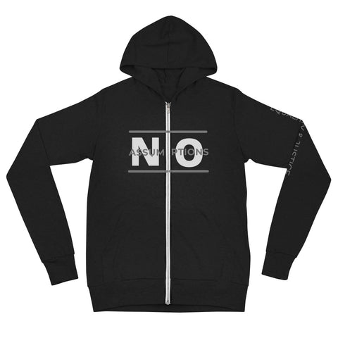 NO ASSUMPTIONS Unisex zip hoodie